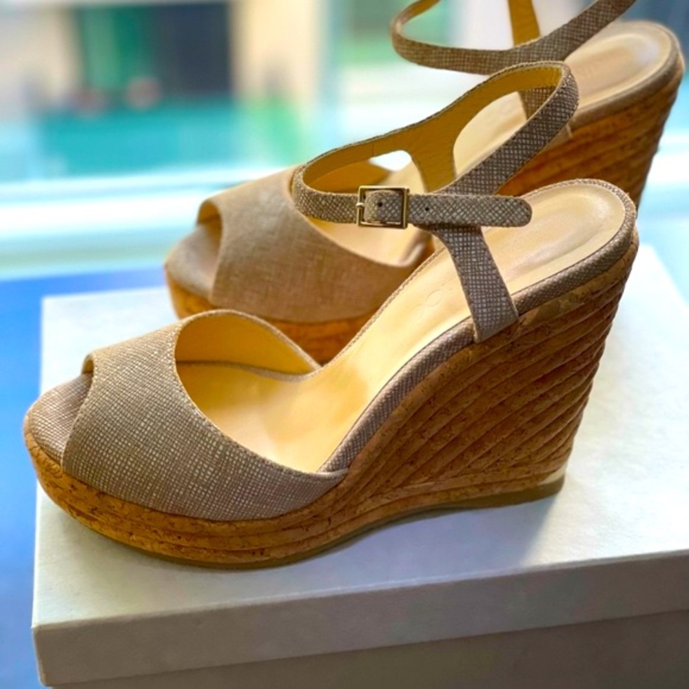 NWT Jimmy Choo Perla High Wedge Sandal